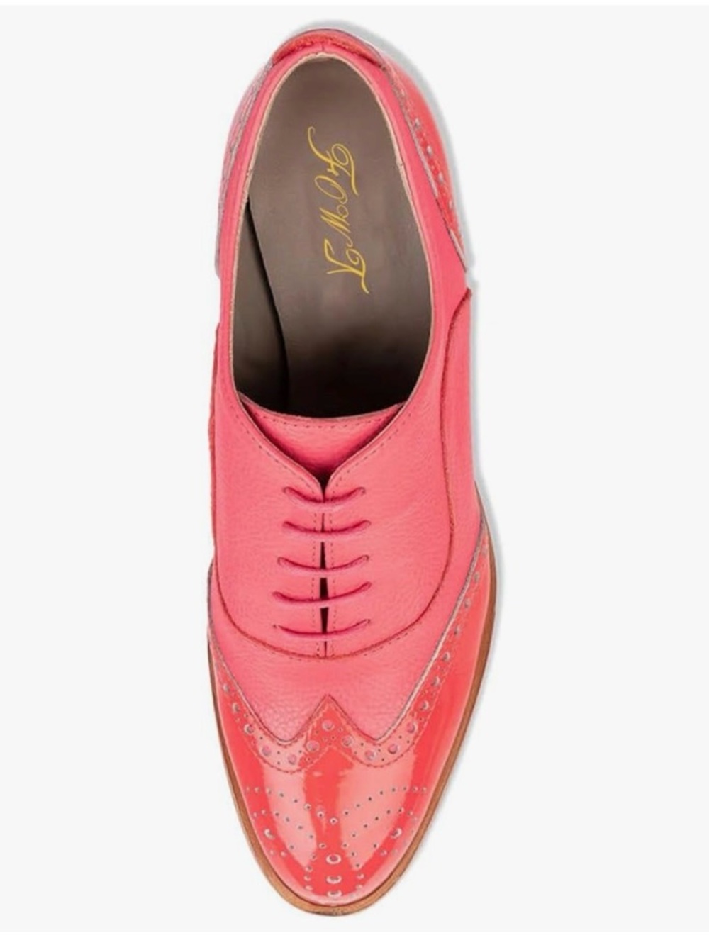 Size 5 Women’s Pink Vintage Oxford Heels Brogue Lace-Up Chunky Heel FOWT
